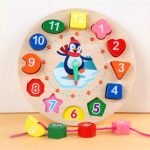 Wooden Clock Lacing Toy Set