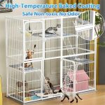 Large White Multi-Level Cat Cage